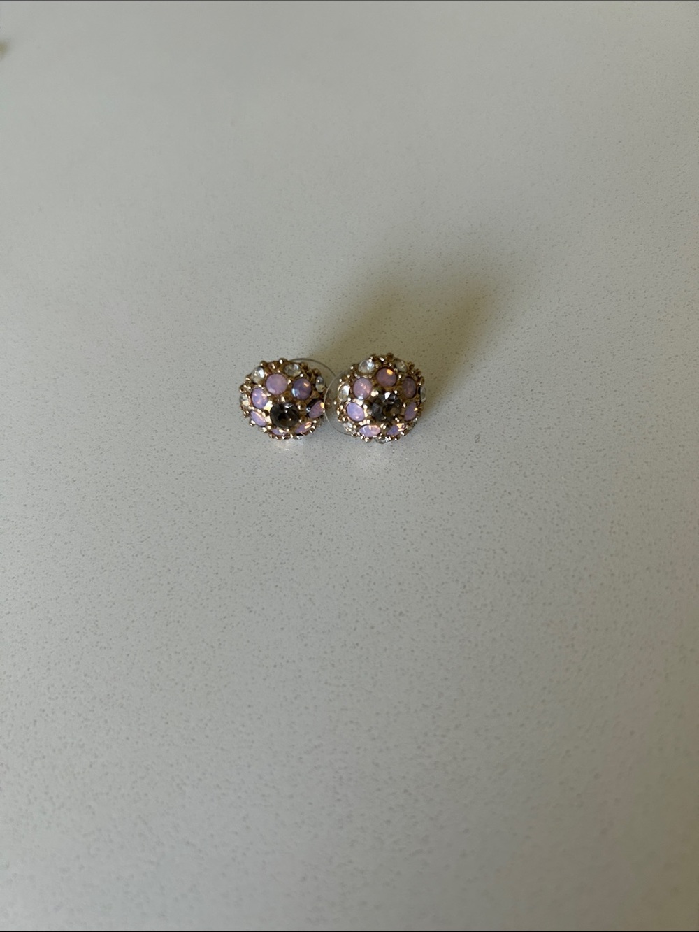 Pink Crystal Cluster Stud Earrings - Unknown Brand